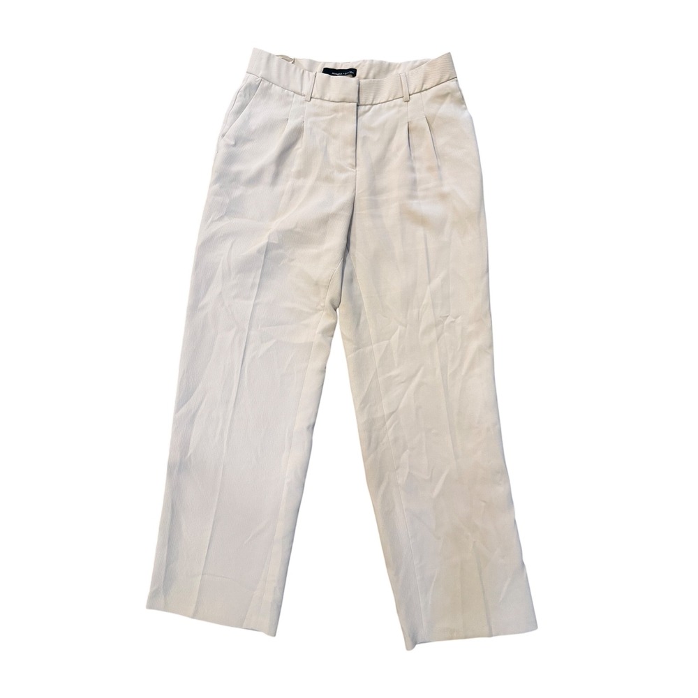 Amanda + Chelsea Womens Cream Pleated Straight Leg‎ Dress Pants Trousers Size 8